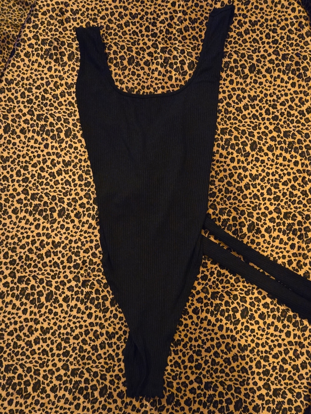 Shein Black, Ribbed, Backless Bodysuit